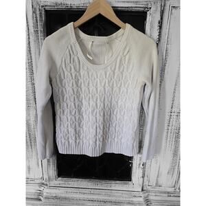 Anthropologie Ivory Cable Knit Sweater - New Small
